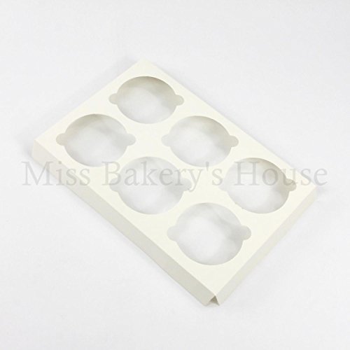 Miss Bakery's House® Caja para cupcakes - 6 agujeros - blanco - 10 piezas