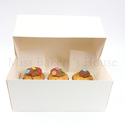 Miss Bakery's House® Caja para cupcakes - 6 agujeros - blanco - 10 piezas
