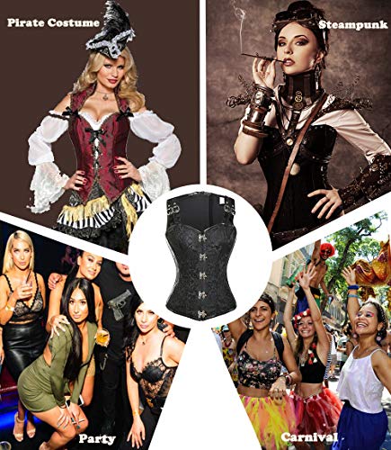 MISS MOLY Sexy Corsés para Las Mujeres Corset Bustiers Gótico Vintage Steampunk Brocado Corsé Satén Bone Corpiño de Encaje Lencería