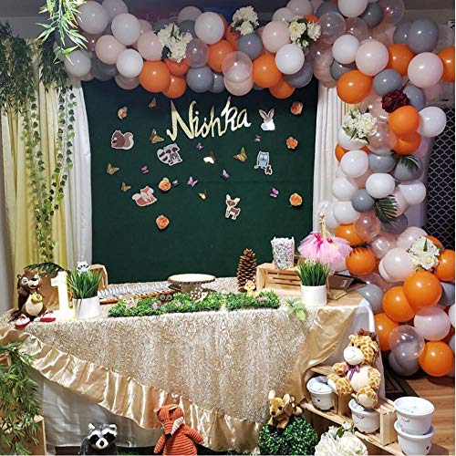 MMTX Decoraciones de Fiesta de, Feliz Cumpleaños Ballon Banner, para niña Pequeña Fiesta de Cumpleaños de Dama de niño, Boda (Naranja)