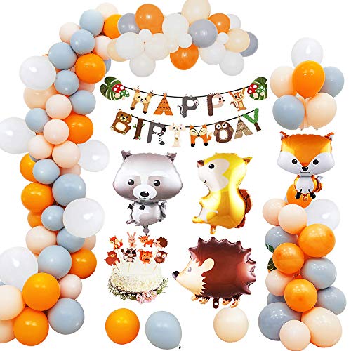 MMTX Decoraciones de Fiesta de, Feliz Cumpleaños Ballon Banner, para niña Pequeña Fiesta de Cumpleaños de Dama de niño, Boda (Naranja)