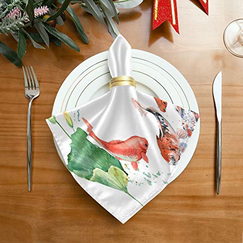 MNSRUU - Servilletas de tela de flor de loto, lavables, reutilizables, de poliéster, 50,5 x 50,5 cm, para el hogar, bodas, fiestas, vacaciones, juego de 4