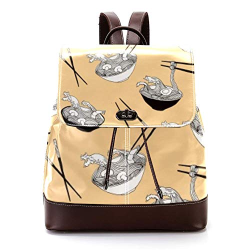 Mochila casual de piel sintética para hombre, bolsa de hombro para estudiantes para viajes, negocios, universidad, vajilla sopa