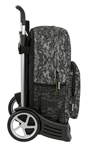 Mochila Safta 754 Espalda Ergonómica con Carro Safta Evolution de Batman Night, 320x140x430mm, Gris/Negro