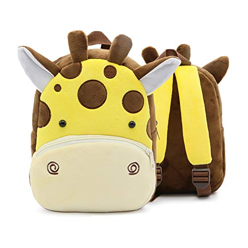 Mochilas para niños niño Felpa Mochilas Niñas Niños Animales Bolsas de Hombro Lindo para los niños Menores de 4 años - Jirafa
