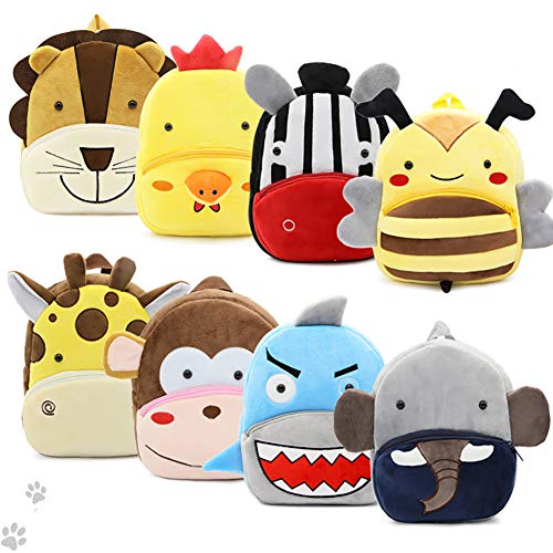 Mochilas para niños niño Felpa Mochilas Niñas Niños Animales Bolsas de Hombro Lindo para los niños Menores de 4 años - Jirafa