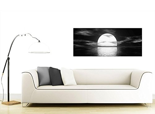 Modern Black and White Canvas Wall Art of a Tropical Ocean Sunset - Sea Canvas Pictures - 1003 - WallfillersÃ‚Â® by Wallfillers