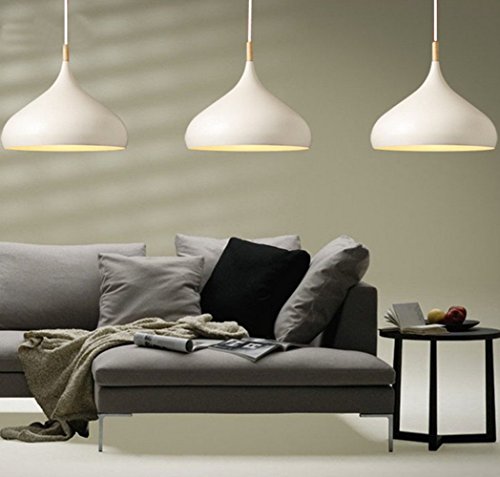 Moderna Industrial Colgante de Luz, E27 Retro Lámpara de Techo Iluminación Decorativa, Vintage Metal Pantallas de Iluminación para Loft Restaurante Coffee Bar (Blanco)