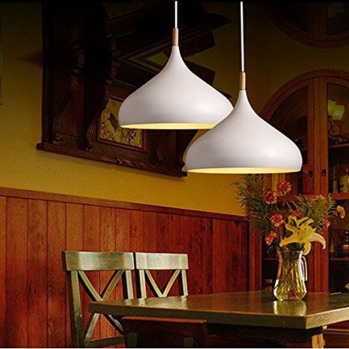 Moderna Industrial Colgante de Luz, E27 Retro Lámpara de Techo Iluminación Decorativa, Vintage Metal Pantallas de Iluminación para Loft Restaurante Coffee Bar (Blanco)