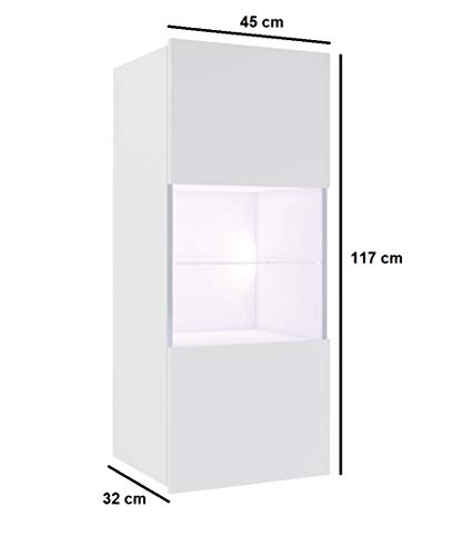 Moderna vitrina colgante, armario vertical, armario elevado, armario vertical, color blanco brillante, armario colgante, armario de pared, armario colgante, armario de pared, moderno para salón o TV