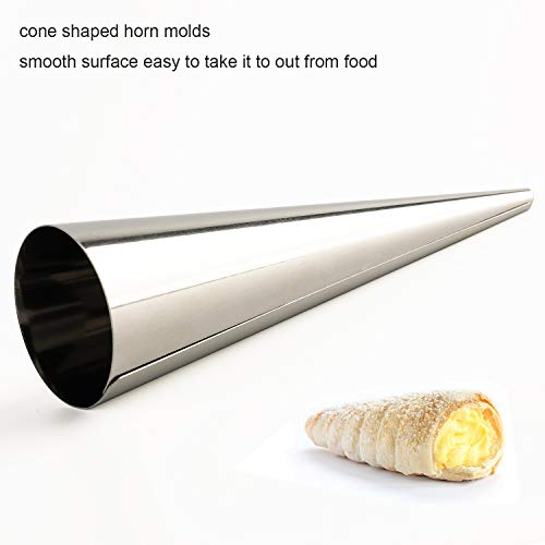 Molde de acero inoxidable con forma de cono tubular para tubos de cannoli, moldes para hornear croissant