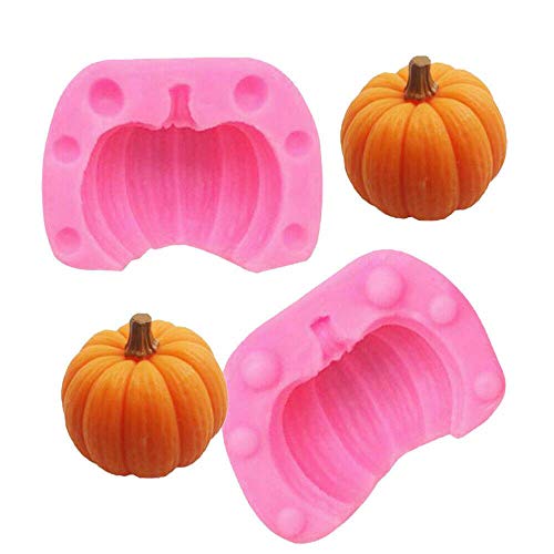 Molde Pastel de calabaza de Halloween 3D Vela Silicona Decoración pasta de azúcar Hornear Herramientas de moldes Rosado