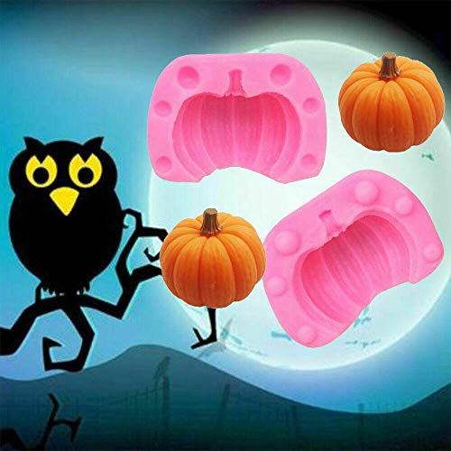 Molde Pastel de calabaza de Halloween 3D Vela Silicona Decoración pasta de azúcar Hornear Herramientas de moldes Rosado