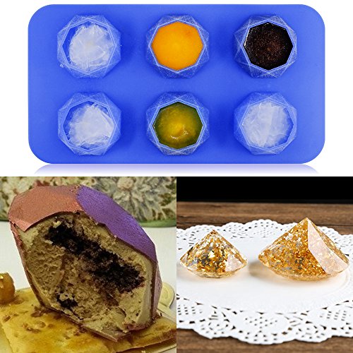 Molde Silicona Para Hielo Diamante,SENHAI Moldes y Bandejas para Bielo Paquete 3 Cubetas Para Cubitos Hielo Molde Para Pasteles Disponible en Horno Refrigerador Horno Microondas Congelador