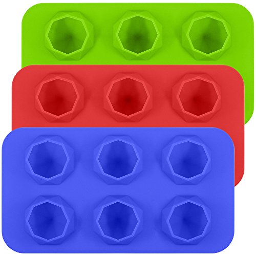 Molde Silicona Para Hielo Diamante,SENHAI Moldes y Bandejas para Bielo Paquete 3 Cubetas Para Cubitos Hielo Molde Para Pasteles Disponible en Horno Refrigerador Horno Microondas Congelador