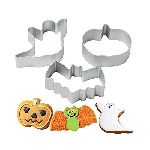 momoland Juego de 3 cortadores de Galletas con Forma de Halloween - Fantasma + Murciélago + Calabaza