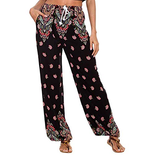 MOMOXI Mujeres Damas Verano Estampados Florales CordóN Pantalones Anchos Leggings L Pantalones HaréN Pantalones Bombachos HaréN Con Colores SóLidos CinturóN Aladdin Yoga Verano Una Talla