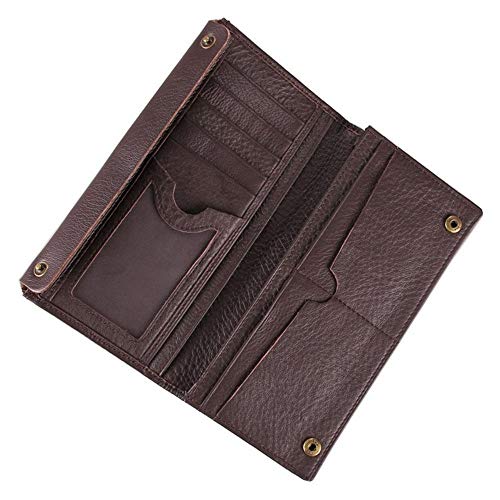 Monedero Billetera para Hombre, Mens RFID bloqueo titular de la tarjeta de cuero 9 ranuras de la vendimia larga del talonario de cheques plegable embrague Cartera monedero del organizador Con Ventana