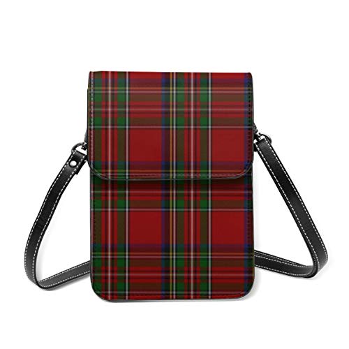 Monedero para teléfono celular, elegante Royal Stewart Tartan Plaid pequeño Crossbody Bag Mini bolso para teléfono celular pasaporte con correa ajustable para el hombro