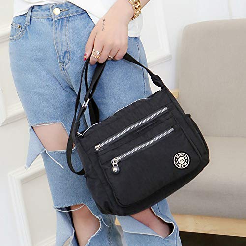 Moonbuy - Bolso cruzados de Nailon para mujer negro Negro
 small