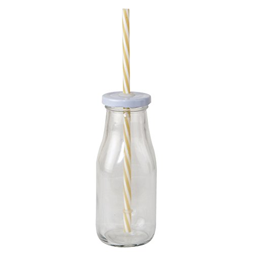 Mopec Botellitas con Tapa, Cristal, Beige, 6x6x15 cm, 8 Unidades