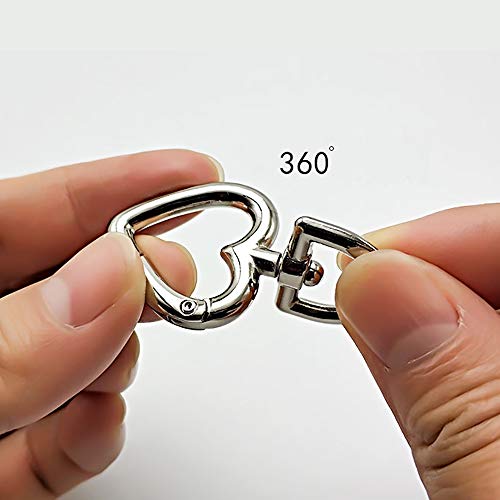 Mosquetón en Forma de Corazón, 15 Hebillas De Resorte De Aleación, para Mochilas De Fijación De Bandolera, Manualidades y Accesorios De Bolsos(Negro, Plata, Dorado)