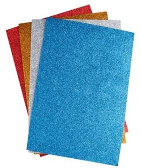 MP Pack 4 Hojas Goma Eva 2 mm, 200 x 300 mm, Multicolor (Goma Eva Con Purpurina Adhesivo)