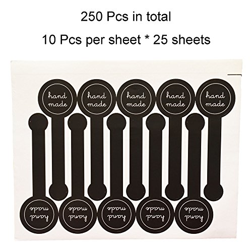 Mr-Label 250 PC De Etiqueta Engomada Negra Del Lollipop - Etiqueta Engomada Hecha A Mano/Etiqueta Adhesiva Hecha A Mano Para El Producto Hecho A Mano (Hecho A Mano)