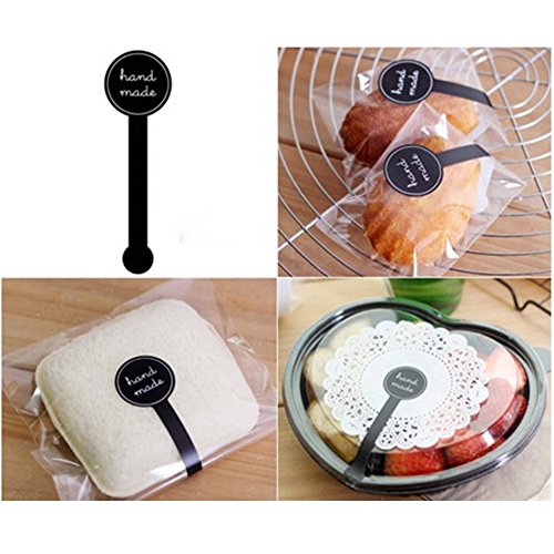 Mr-Label 250 PC De Etiqueta Engomada Negra Del Lollipop - Etiqueta Engomada Hecha A Mano/Etiqueta Adhesiva Hecha A Mano Para El Producto Hecho A Mano (Hecho A Mano)