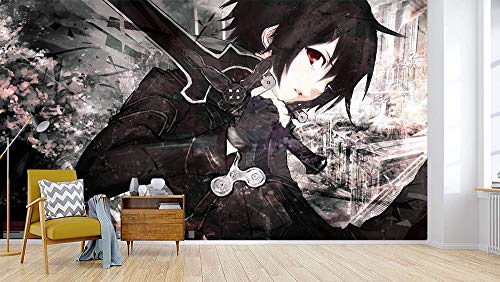 MSBXBB Mural Tela No Tejidamurales De Pared Para Papel Tapiz Fotográfico Sala De Estar Bar Decoración Papeles Pintados Papel Tapiz Seda Sword Art Online,BLACK A,200cm(W) x 100cm(H)