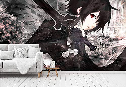 MSBXBB Mural Tela No Tejidamurales De Pared Para Papel Tapiz Fotográfico Sala De Estar Bar Decoración Papeles Pintados Papel Tapiz Seda Sword Art Online,BLACK A,200cm(W) x 100cm(H)
