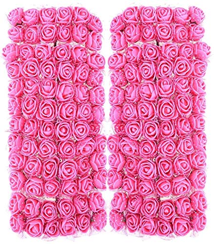 MUCHEN SHOP Mini Rosas Flores Ramos,144 Pack Ramo de Flores de Espuma Pequeñas Rosas Artificiales Lindas para Manualidades Decoración de Boda Fiesta Navidad Bricolaje Rosa 2.5CM
