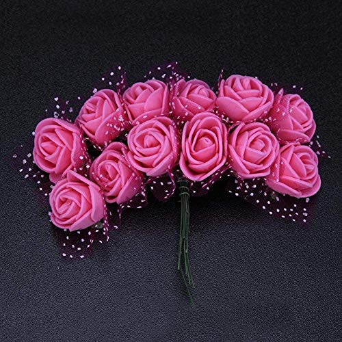 MUCHEN SHOP Mini Rosas Flores Ramos,144 Pack Ramo de Flores de Espuma Pequeñas Rosas Artificiales Lindas para Manualidades Decoración de Boda Fiesta Navidad Bricolaje Rosa 2.5CM