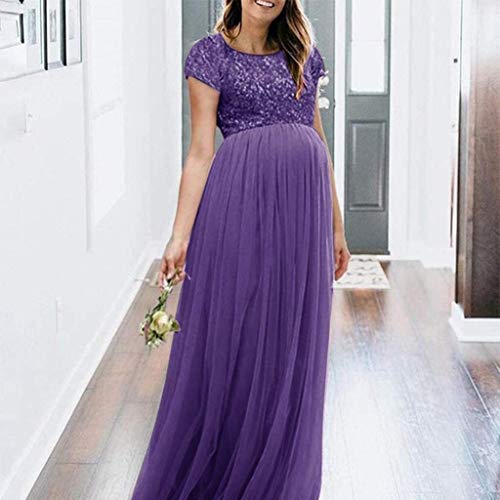 Mujer Lentejuelas Hombros Libres Muselina De Vestir Vestido Vestido Tamaños Cómodos De Abrigo Vestido Cola Langes Hada Playa del Vestido del Vestido De Manga Corta Cuello Redondo Vestido E E