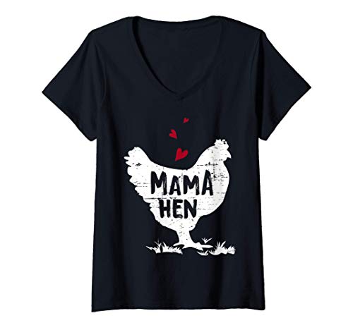 Mujer Mamá Gallina Pollo Divertido Granjero Día de la Madre Amante Camiseta Cuello V