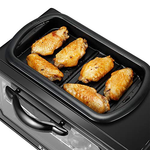 Multifuncional Desayuno Máquina, Hogar 3 En 1 Horno De Pizza Tortilla De Huevo Sartén Tostadora Eléctrica Mini Goteo Americana Cafetera, Fácil De Limpiar Black