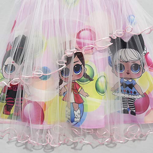Muñecas de LOL Vestido de niña Cuello Redondo sin Mangas Ropa de Dibujos Animados 3-8Years (Rosa, 140 (7-8 años))