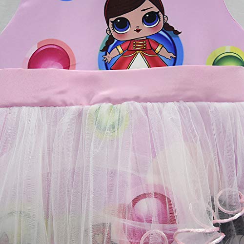Muñecas de LOL Vestido de niña Cuello Redondo sin Mangas Ropa de Dibujos Animados 3-8Years (Rosa, 140 (7-8 años))
