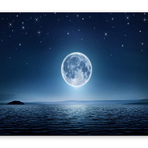murando Fotomurales 400x280 cm XXL Papel pintado tejido no tejido Decoración de Pared decorativos Murales moderna de Diseno Fotográfico Moon mar noche cielo estrella luna c-A-0036-a-a