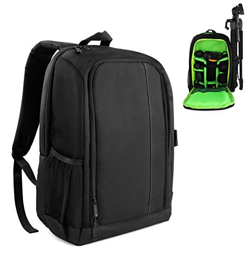 MyGadget Mochila para Camara Fotografica, Objetivos y Laptop Portatil de 15" - Camera Bag Impermeable para Reflex, DSLR, Mirrorless - Verde