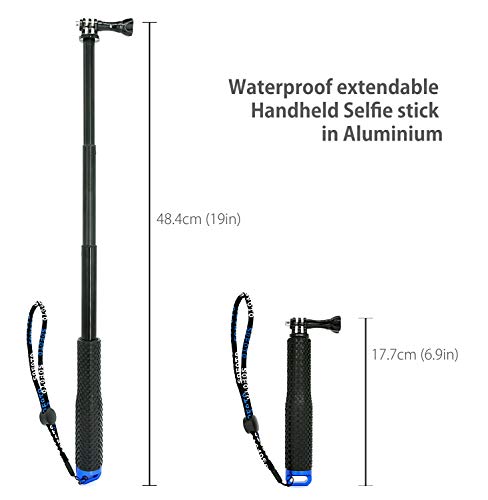 MyGadget Selfie Stick GoPro Palo de Selfie - Monopod Flexible y Extensible - Extensión Ajustable para Cámaras GoPro Hero/Sony Action CAM – Azul