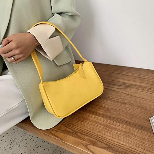 N / A Bolso Retro Bolso Vintage Bolso para Mujer Bolso Baguette Femenino de Cuero Mini 230 X 150 X 80 mm