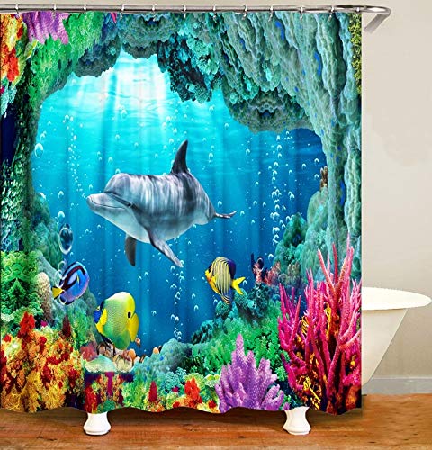 N / A Cortina de Ducha Impermeable Cortina de bañera Tortuga Impermeable Cortina de Ducha Pulpo hogar Cortina de baño Familia Impermeable Molde Cortina de Ducha A23 120x180cm
