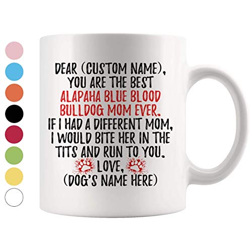 N\A Regalos Personalizados Otto Bulldog Mom, Alapaha Blue Blood Bulldog Owner Coffee Mug, Otto Bulldog Women Gifts, Otto Bulldog Mommy Present (Blanco)