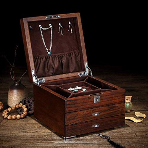 NANI Joyas Caja de 3 cajones, joyería de Madera Caja de Almacenamiento, Terciopelo joyería Organizador, Pendiente de Anillos Collares Pulseras Caso de exhibición de Regalo for Las Mujeres, Las niñas