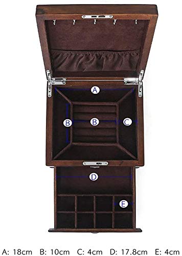 NANI Joyas Caja de 3 cajones, joyería de Madera Caja de Almacenamiento, Terciopelo joyería Organizador, Pendiente de Anillos Collares Pulseras Caso de exhibición de Regalo for Las Mujeres, Las niñas