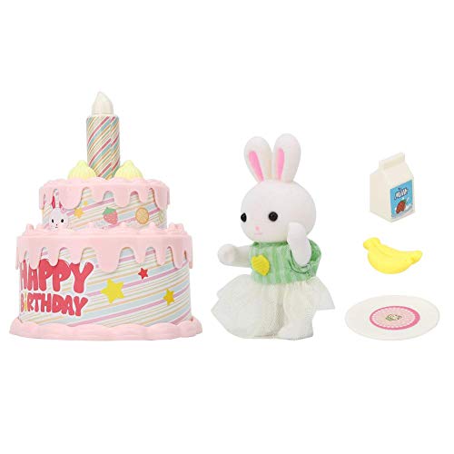 Naroote Lindo, Juguetes de casa de muñecas de Color Brillante, Mini Juguetes de Plato de Pastel, Material ABS, Seguro y no tóxico, Mano de Obra Exquisita, Juguetes de muñecas(6621-8 Birthday Cake)