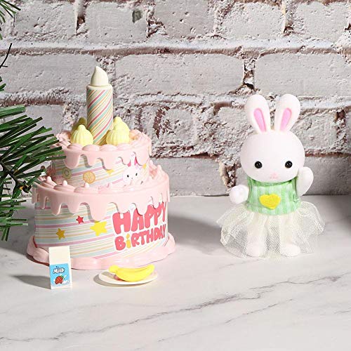 Naroote Lindo, Juguetes de casa de muñecas de Color Brillante, Mini Juguetes de Plato de Pastel, Material ABS, Seguro y no tóxico, Mano de Obra Exquisita, Juguetes de muñecas(6621-8 Birthday Cake)