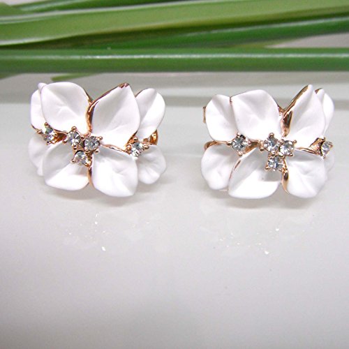Navachi Metal chapado en oro de 18 quilates redondo blanco cristal