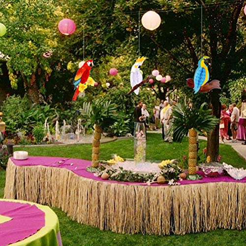 Neborn Decoración de Fiesta de Papel Colgante 3 Piezas Loros de Nido de Abeja Vivos para Piscina de Playa Hawaiana Luau Tropical Summer Kids Birthday Supplies